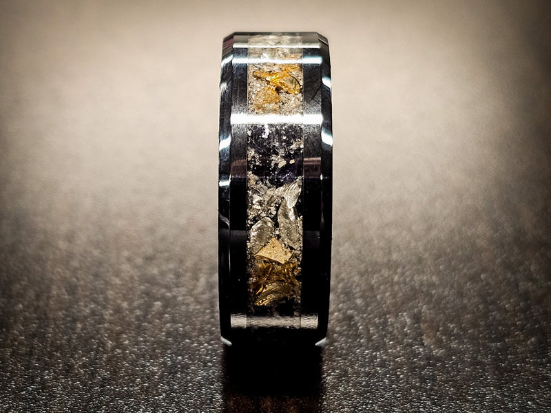 cremation ring black silver gold