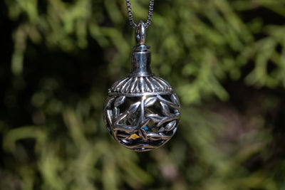 Crystal and Silver Ball Cremation Necklace